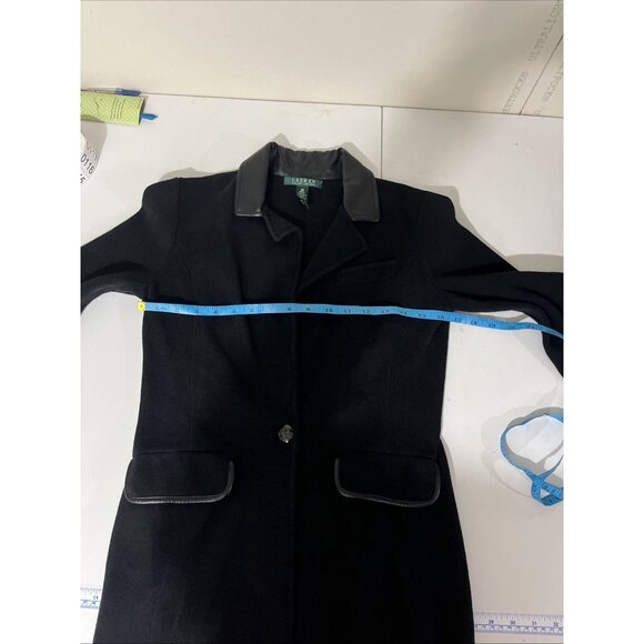 Lauren Ralph Lauren Black Sweater Blazer w/ Faux Leather Trim Womens Size XS - Picture 8 of 9